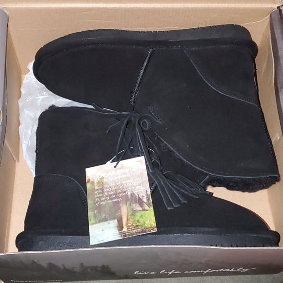 New Bearpaw Fringe black boots sz7 - Picture 2 of 6